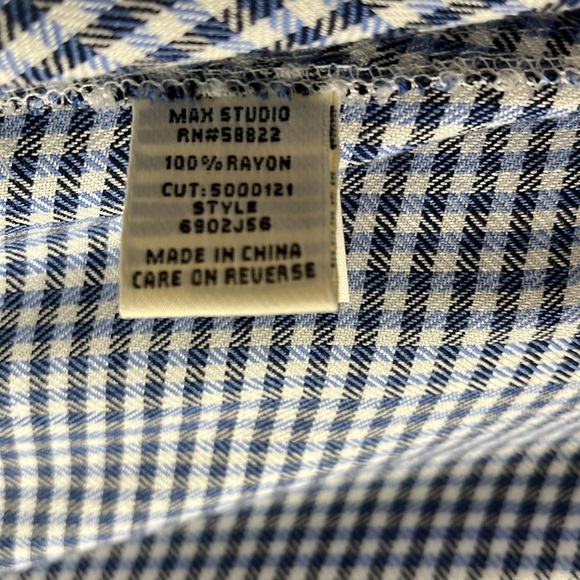 Max Studio Sleeveless Blue White Gingham Shirt Dress Women's Size XL - Picture 8 of 11